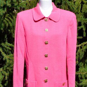 St. John Size 12 Pink Skirt Suit